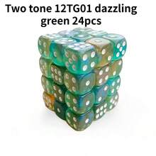 24pcs/Set 12mm Dual-Color Vibrant Mini Dice Set, Rounded Corners, Acrylic (PMMA) Material Suitable For Tabletop Games And Educational Props, Applicable For Tabletop RPG, Party Games And Interactive Games, Vivid Colors. Christmas & New Year Game Dice - Multicolor - View 12