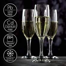 DChampagne Flutes Set Of 6 Elegant Crystal Glasses For Sparkling Wine Perfect For Christmas Weddings Parties And Family Dinners Durable And Stylish Stemware 6.5 Oz Toasting Gift Set - 清除 - 查看 3