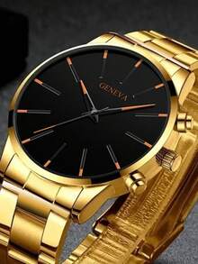 5pcs/Set Men's Quartz Watch Set, Minimalist Style, Round Alloy Case, Business Alloy Strap, Elegant Gift Set - Multicolor - View 2