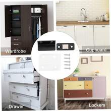 磁性橱柜门锁，磁性门锁可吸附在橱柜门和抽屉上，用于厨房橱柜，使抽屉保持关闭状态（黑色/银色） - 黑色 - 查看 6