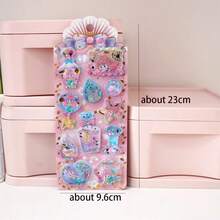 1张超可爱泡泡贴纸，3D闪光可爱少女贴纸，可爱卡通美人鱼摇摇贴纸，剪贴簿DIY装饰材料【部分图案随机，颜色可能存在差异，款式随机】 - 彩色 - 查看 3