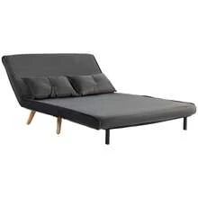 HOMCOM 2-Seater Sofa Bed, Convertible Sofa, Adjustable Backrest, Fabric Upholstery, Metal Frame, Grey - Dark Grey - View 9