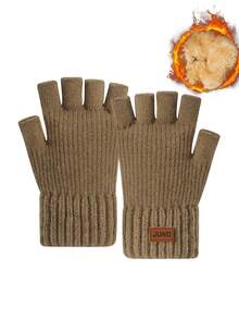 1 件女士冬季双层保暖内衬触摸屏手套，针织垂直条纹图案，温暖时尚的全指手套，适合寒冷天气，适合日常使用、派对、餐饮、骑自行车、旅行、写作和办公室