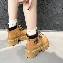 Women Equestrian Boots - Yellow Flat Velvet - View 3