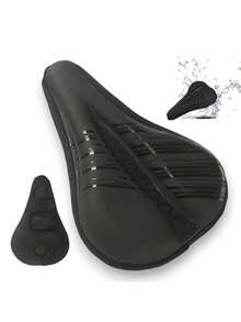 自行车座垫，凝胶填充自行车座套，男女通用，舒适透气，超柔软填充，适用于固定式健身车、公路车、山地车、电动自行车。 - 黑色 - 查看 1