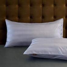 Hotel Bed Linen 135 X 200 Cm Cotton White 2-Piece Set Bed Linen 135 X 200 Cm Mako Satin Cotton Damask Stripes White With Zip For All Year Round - Grey/3 cm - View 4