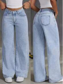 Mobula Sound#Fashionable Straight-Leg Denim Pants, Casual & Versatile For Spring/Summer Music Festival, Elegant For Women/Students