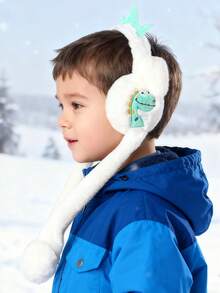 1pc Kids Cute Dinosaur Ear Moving Ear Muffs, Warm For Outdoor Daily Use In Winter