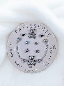 10件/套可拆卸ABS配件，饰有仿珍珠和水钻，心形和花朵造型，适用于DIY木屐、凉鞋和花园鞋，非常适合情人节和手工制作。