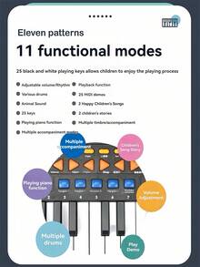 Đồ chơi đàn phím điện tử đa chức năng, mô phỏng piano chân thực, giúp phát triển năng khiếu âm nhạc, nhiều hiệu ứng âm thanh, trò chơi vui nhộn và mang tính giáo dục, phù hợp cho bé trai và bé gái từ 3-12 tuổi, quà tặng sinh nhật. - Nhiều màu - Xem 4