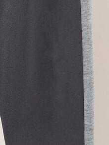 Tween Boy Letter Print Contrast Color Single-Breasted Hooded Jacket And Pants Casual Suit - Grey - View 8