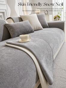 1个雪尼尔沙发垫 - 亲肤、宠物友好、可机洗，适用于1-4人沙发 - 淺灰色 - 查看 3
