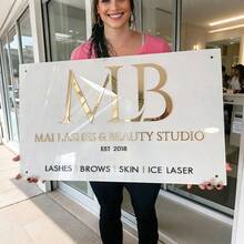 Custom White Wall Sign With Gold And Black Letters, Includes All Installation Accessories (Gold Brackets). Laser Cut Logo Sign, Beauty Salon Sign, 3D Commercial Sign, Business Signage, Custom Laser Cut, Raised 3D Logo Design, Home Decor, Christmas, Christmas Decoration, Christmas Gift - Multicolor - View 6