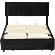 Stylish Double Ottoman Bed Frame With Front Storage Drawer - Elegant Black Design For Maximum Space Efficiency - Black - View 10