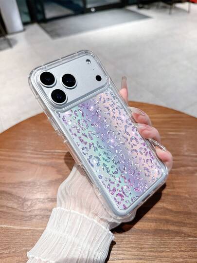 Cheetah,Leopard Print 1pc New Stylish Colorful Tie-Dye Rhinestone Leopard Print Shockproof Soft TPU Protective Phone Case, Compatible With IPhone 17 Pro Max/17 Air/16 Pro Max/16 Plus/16e/15 Pro Max/14/13/12/11/XS Max