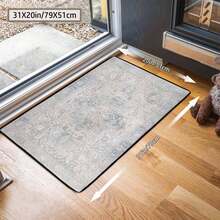 1Pc Area Rugs For Living Room, Machine Washable Non Slip Vintage Rugs, Low Pile Lightweight Print Rug For Bedroom, Dining Room, Home Office, Light Taupe Brown, Low Pile Carpet - Màu xanh Khaki - Xem 8