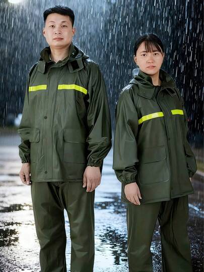 一套男女通用户外雨衣，带反光条纹，透气连帽保暖雨衣，适合闺蜜节、狗狗、嘉年华、春夏精选、伴娘礼物、房间、卧室装饰、海滩、旅行、男士、女士、度假、可爱小物、母亲节礼物、卧室装饰、花园、厨房装饰、夏季、海滩、旅行必备、房间装饰、软萌玩具、毕业季