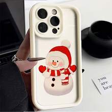 Funda de teléfono de muñeco de nieve navideño adecuada para Apple 15promax, funda de silicona suave mate para iPhone14plus 13 1211 - Café frío - Ver 3