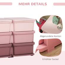 HOMCOM Plastic Storage Box, Toy Storage, 6 Drawers, Toy Organizer, Dresser For Children's Room, Pink - 1 - View 5