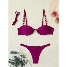 RWX VEST Adult Triangle Bikini Top With Padded Cups And Thong Bottom – Elegance And Comfort For Summer 2025 XX352 - Rosa Roja - Ver 2