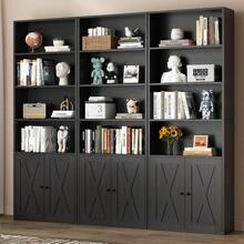 Bookshelf, Industrial Bookshelves And Bookcases With Doors Floor Standing 6 Shelf Display Storage Shelves 70.6 Inches Tall Bookcase For Home Office, Living Room (Black) - màu đen - Xem 3