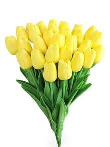 10pcs/15pcs Simulated Tulips, Fake Flower Bouquets, Valentine's Day Decorations, Simulated Flowers, Home Photography, Wedding Decoration Photography - Yellow - View 1