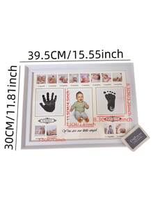 1件装宝宝一周岁手脚印相框，纪念展示架，创意礼物 - 彩色 - 查看 10