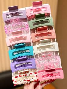 6/11pcs Multi-Color Square Hair Clips, Suitable Gift For Cute Girls, Applicable For Casual Daily Wear, Suitable For All Seasons, Hair Clips, Hair Claws, Hair Catchers - Multicolor - View 6