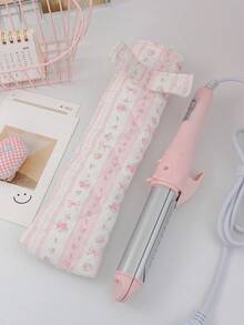 1件/套粉色条纹印花绗缝旅行化妆包套装，适合女孩，大容量，可收纳吹风机、美发工具，包含化妆包、卷发棒、化妆品、护肤品等，大容量洗漱包，内置口袋设计，带吹风机收纳袋，拉链多功能美发工具收纳包 - 彩色 - 查看 15