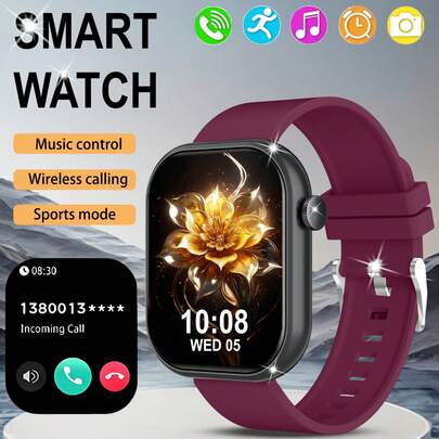 2025 Latest Fashion Tech Design 2.01" Silicone Strap, Full-Screen Touch Screen Outdoor Sports Smart Watch For Men & Women, Wireless Call, Call Reminder/Reject, Message Notification, Pedometer, Wireless Music, Multiple Sports Modes, Suitable As Birthday, Holiday, Graduation, Halloween Gift For Couples, Elders, Friends, Classmates