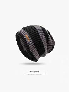 男女通用条纹针织帽，秋冬保暖轻便帽，秋季穿搭