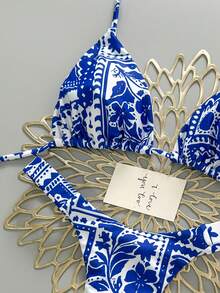 3 Pieces Tropical Flower Print Sexy Bohemian Bikini Set Beach Vacation Spring And Summer Season