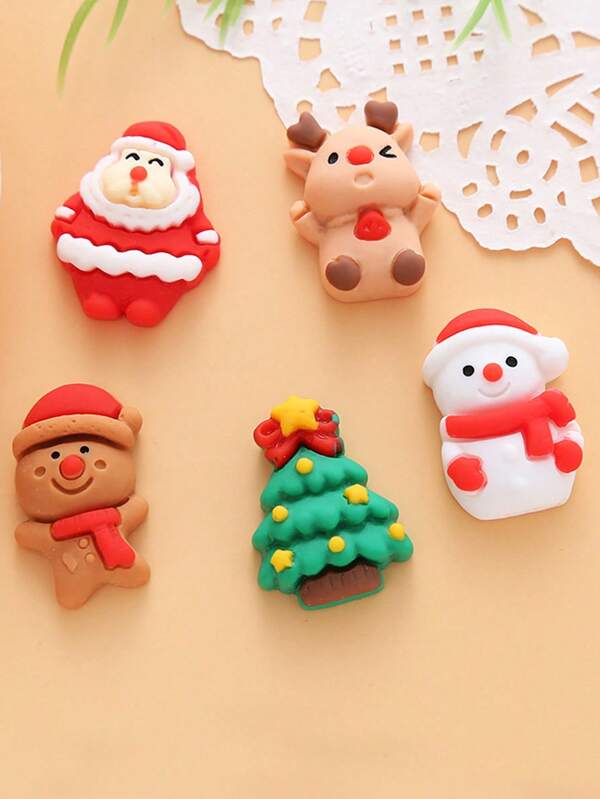 10pcs New Christmas Tree Series DIY Resin Cream Gel Phone Case Craft Accessories