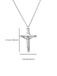 男士耶稣十字架项链，复古18K镀金不锈钢项链，复古哥特式欧美时尚男士饰品，适合日常佩戴、派对、生日、圣诞礼物 - 彩色 - 查看 12