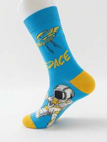 5 Paar Astronauten-Themen Knöchelsocken, neue modische Socken, weich & lässig Herren/Damen Astronauten-Serie Knöchelsocken