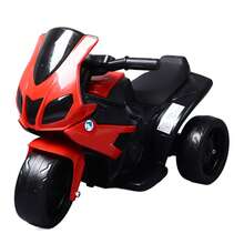 Motocicleta eléctrica infantil recargable con luces y música, triciclo eléctrico infantil recargable, regalo - Rojo - Ver 8