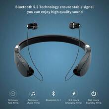 Foldable Bluetooth Headset, Lightweight Retractable Bluetooth Headphones For Sports&Exercise, Noise Cancelling Stereo Neckband Wireless Headset (With Carry Case) Sleek Design, Ideal For Running & Sports - High-Quality Calls Anywhere, Wireless Earbuds, For Apple Phone, IPad, Laptops, For IOS, Android Users, Gifts For Family, Friends, Kids, Birthday,Spring, Holiday, New Year