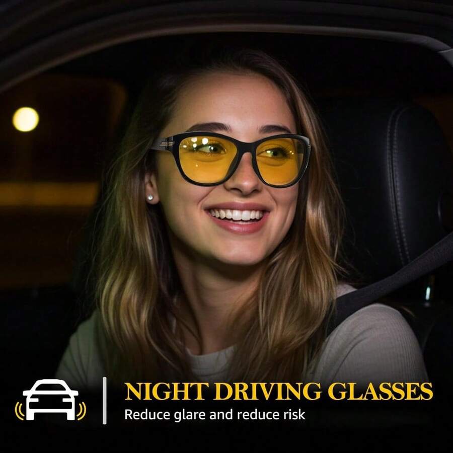 Night Vision Driving Glasses For Women, Polarized Reduce Glare Enhance Visual Ability Yellow Tinted Lens At Nighttime - A02 Black/Yellowlens - View 1