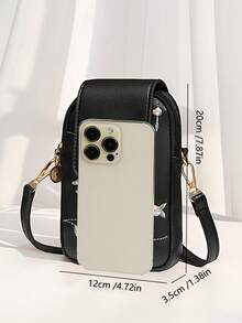 1 件女孩休闲街头风格可爱迷你斜挎手机钱包带零钱包 - 编织面料设计，磁性按扣，涤纶衬里，可调节肩带，适合外出、聚会、度假 - 结构 - 編織手機包 - 查看 12