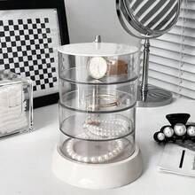 Transparent Rotating Jewelry Display Stand, Organizer Box For Earrings, Necklaces, Hair Accessories - Clear - View 3