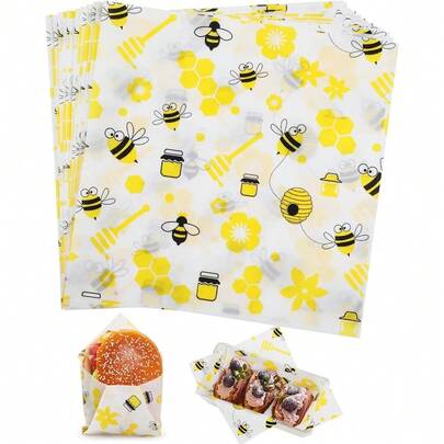 100 hojas de papel de cera de 7 x 7 pulgadas, papel a prueba de grasa para hamburguesas, bolsas de comida para sándwiches, envoltura de papas fritas para fiestas, festivales y exteriores