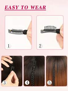 18-Inch Y2K Style Clip-In Synthetic Hair Braid, Suitable For Women's Christmas Party Wear, DIY Hairstyles, Easy To Wear - Multicolor - View 3