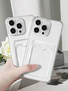 Transparent Card Slot Holder Phone Case Compatible With IPhone Galaxy Mi Redmi Honor OPPO Realme Vivo Infinix Tecnoo, Transparent Wallet Silicone Shockproof Back Cover Waterproof Anti-Fall Scratch Resistant - Estilo 1 (1 pieza) - Ver 8