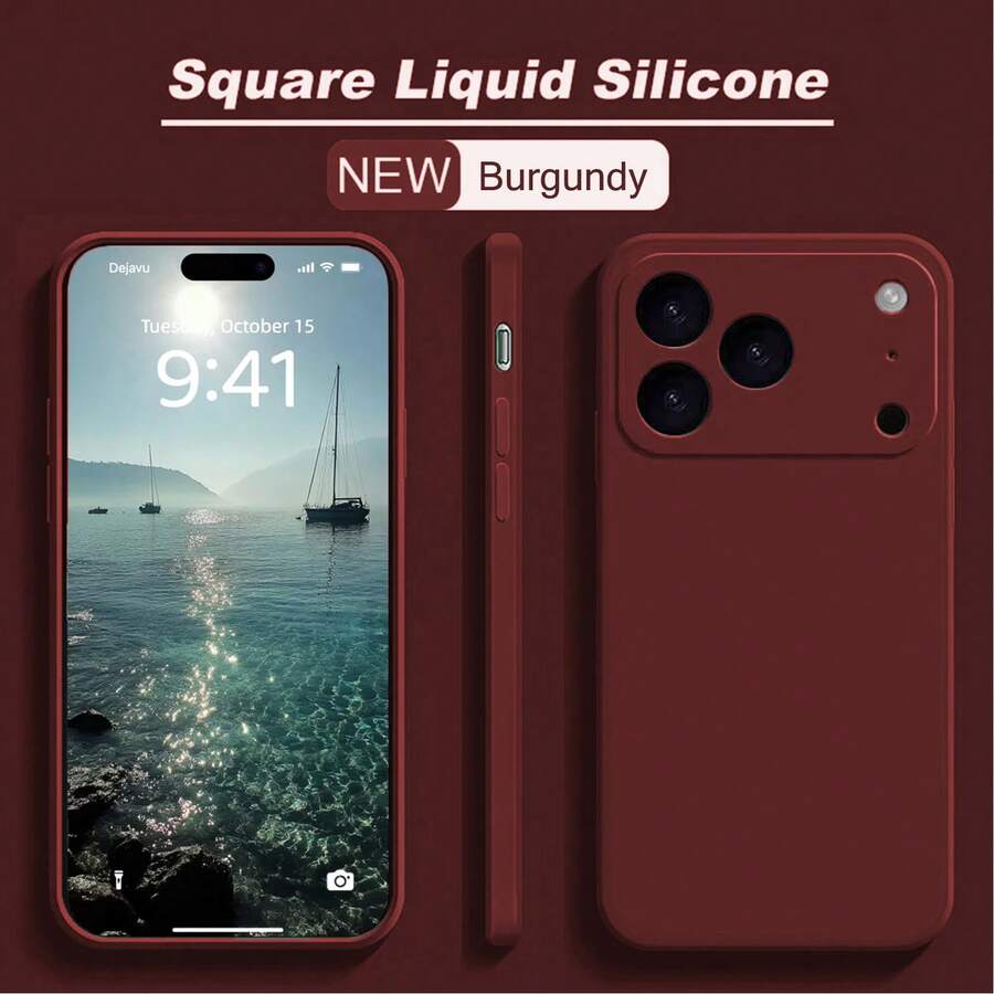 Liquid Silicone Protective Case Compatible With IPhone 17, 17 Air, 17 Pro, 17 Pro Max, Made Of Premium Silicone Material, Provides All-Round Protection (4-Layer Shock-Proof Structure), Soft Anti-Scratch Microfiber Lining, Also Suitable For IPhone 13, 11, 16 Pro Max, 15, 14 Plus, 12 Mini, XS Max, 7, 8 Plus, Scratch-Resistant And Durable. - Burgundy - View 1