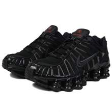 Nike W SHOX TL 女款跑步鞋 AR3566-002 - 黑/黑-鐵礦紅-亮橘 - 查看 2