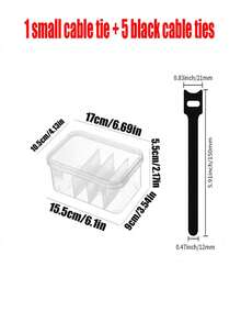 1 High-Capacity Cable Management Box With Lid + 5 Cable Ties, 4/5 Compartments - A Space-Saving Desktop Storage Solution For Offices And Homes, Made Of Durable Plastic, Suitable For Office Organization And Everyday Home Storage, With Storage Baskets - A Compact Cable And Charger Storage Solution For Home Offices, Double-Layer Design With Adjustable Compartments, Lightweight Plastic Construction, Desktop Storage Organization. - Multicolor - View 8