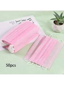 50/100pcs Adult Disposable Face Masks (Pink, Black, White), Breathable Pink Solid Color Masks, Full Protection, Suitable For Men And Women - Pink - View 15