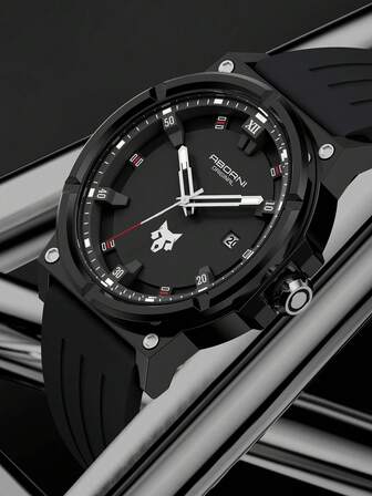  ABORNI 1件装高品质男士运动时尚多功能硅胶表带石英腕表，时尚畅销款 5010