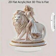 Glam Style Acrylic Lion Decorative Sign & Plaque With Stand - Multipurpose Animal Theme Decor For Desktop, Bedroom, Office, Dining, Living Room - No Text Elegance, 1 Piece