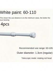 2pcs Modern Adjustable Tension Curtain Rods - Heavy Duty Expandable Rod, No Drill Tension Rod, Suitable For Shower, Closet, Window, Towel Rack - Steel And Plastic Home Decor Bathroom Decor